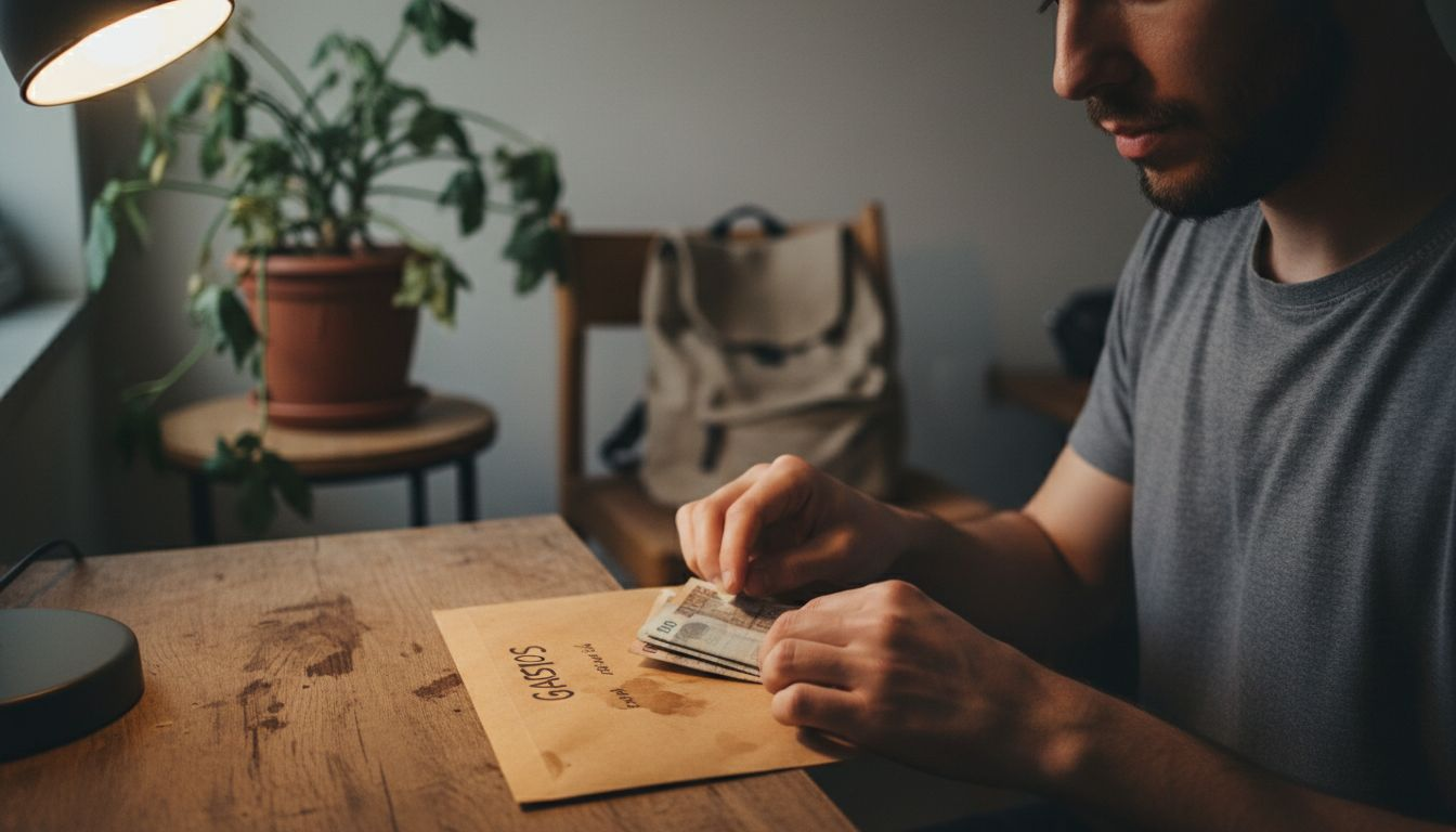 Un hombre improvisando un fondo de emergencia en casa