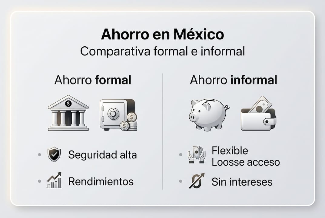 Infografía sobre las distintas opciones para ahorrar dinero en México
