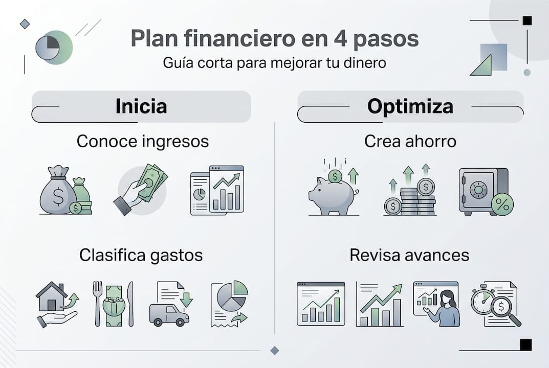 Infografía: los cuatro pasos esenciales para manejar tus finanzas