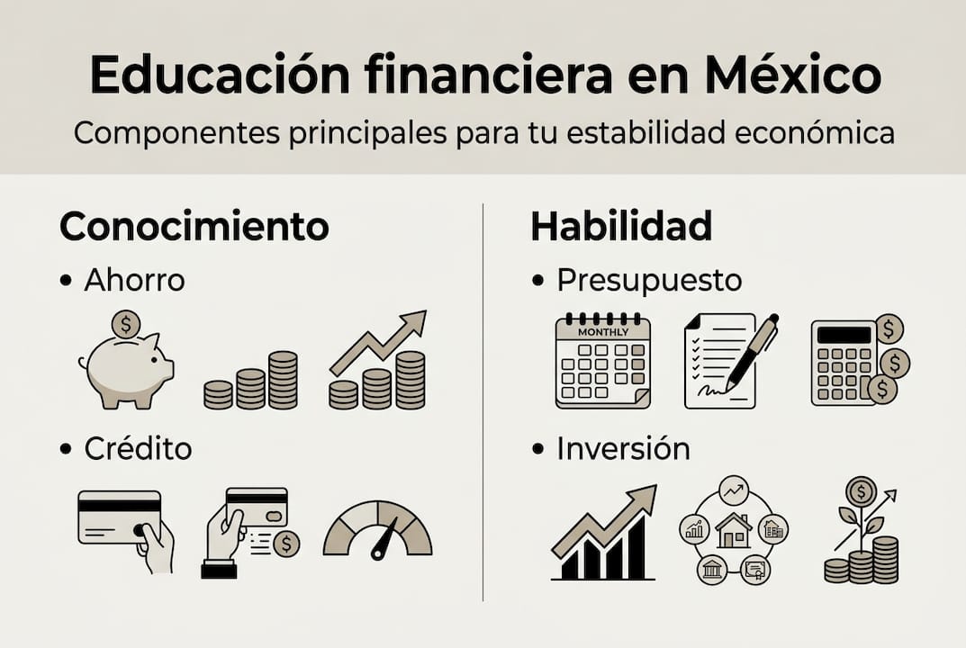 Infografía: elementos esenciales de la educación financiera en México