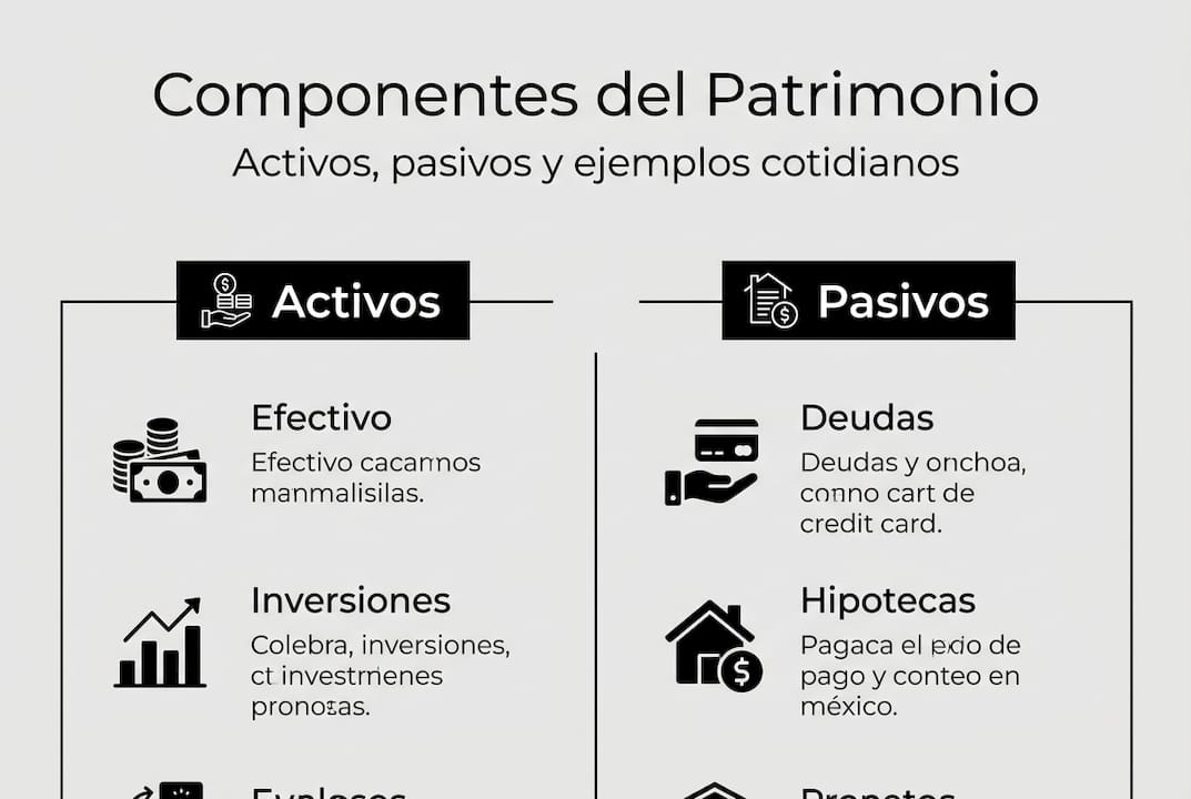 Resumen visual sobre los bienes y obligaciones que conforman el patrimonio