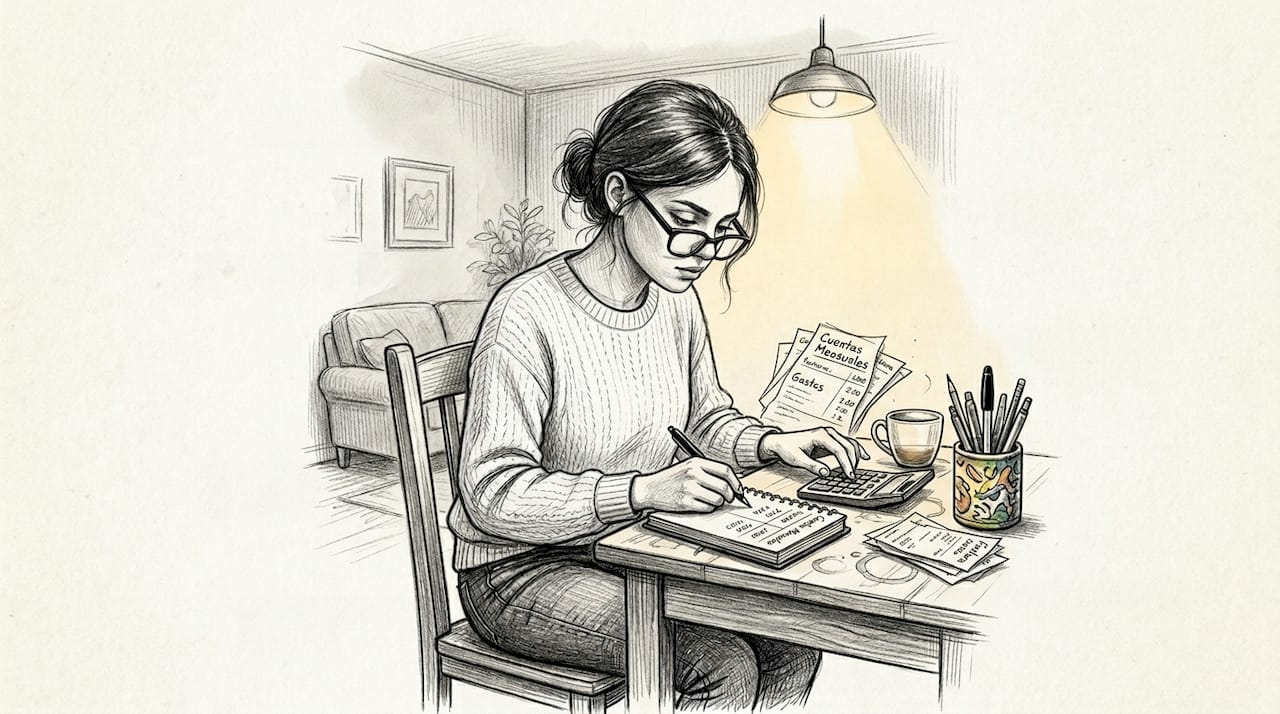Mujer organizando sus finanzas y revisando el estado de su patrimonio