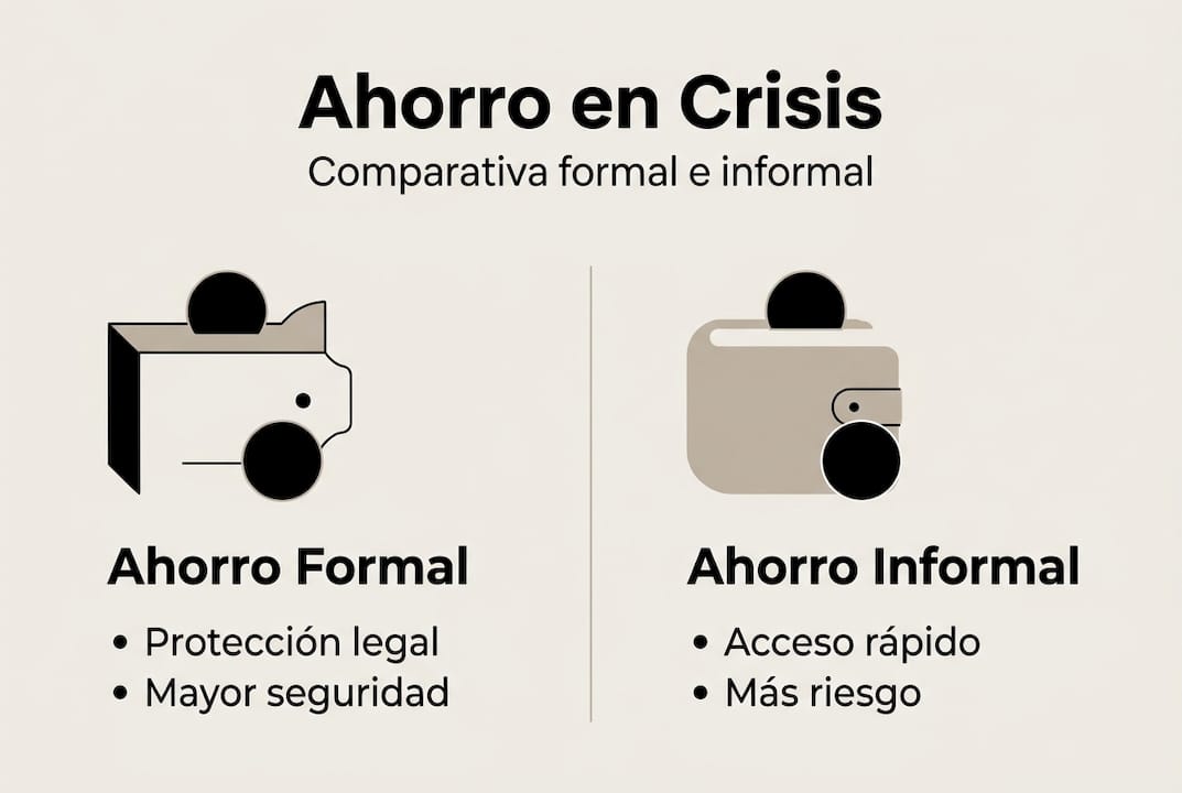 Infografía sobre las diferentes formas de ahorrar: métodos tradicionales y alternativas informales