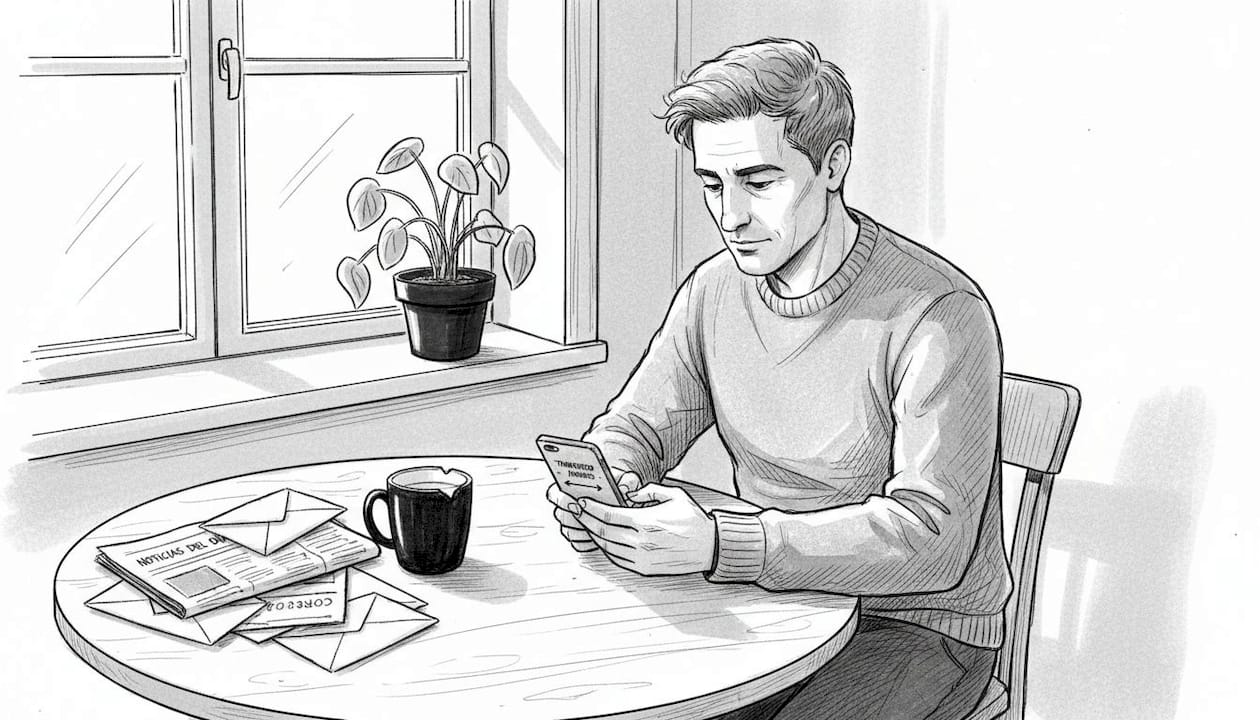 Hombre organizando su fondo de emergencia en la cocina