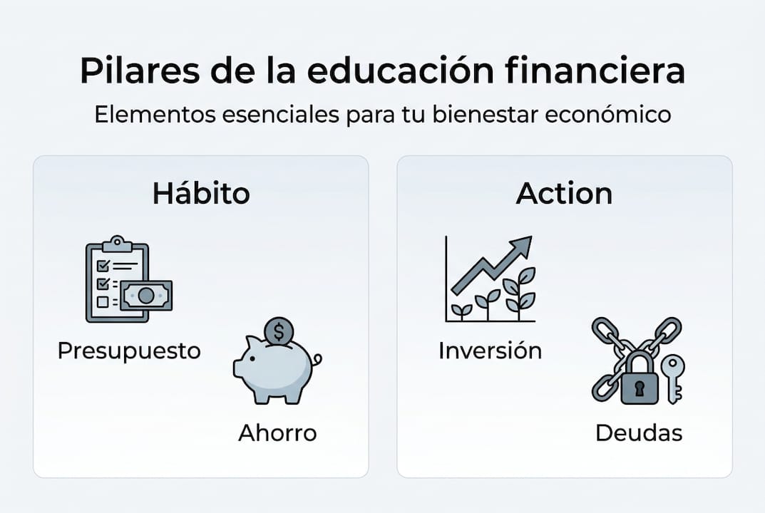Descubre en esta infografía los fundamentos esenciales para lograr una buena educación financiera.