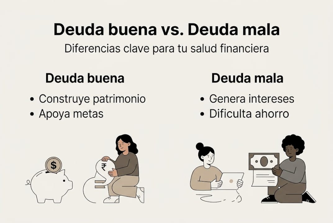 Infografía: diferencias clave entre deuda positiva y deuda negativa
