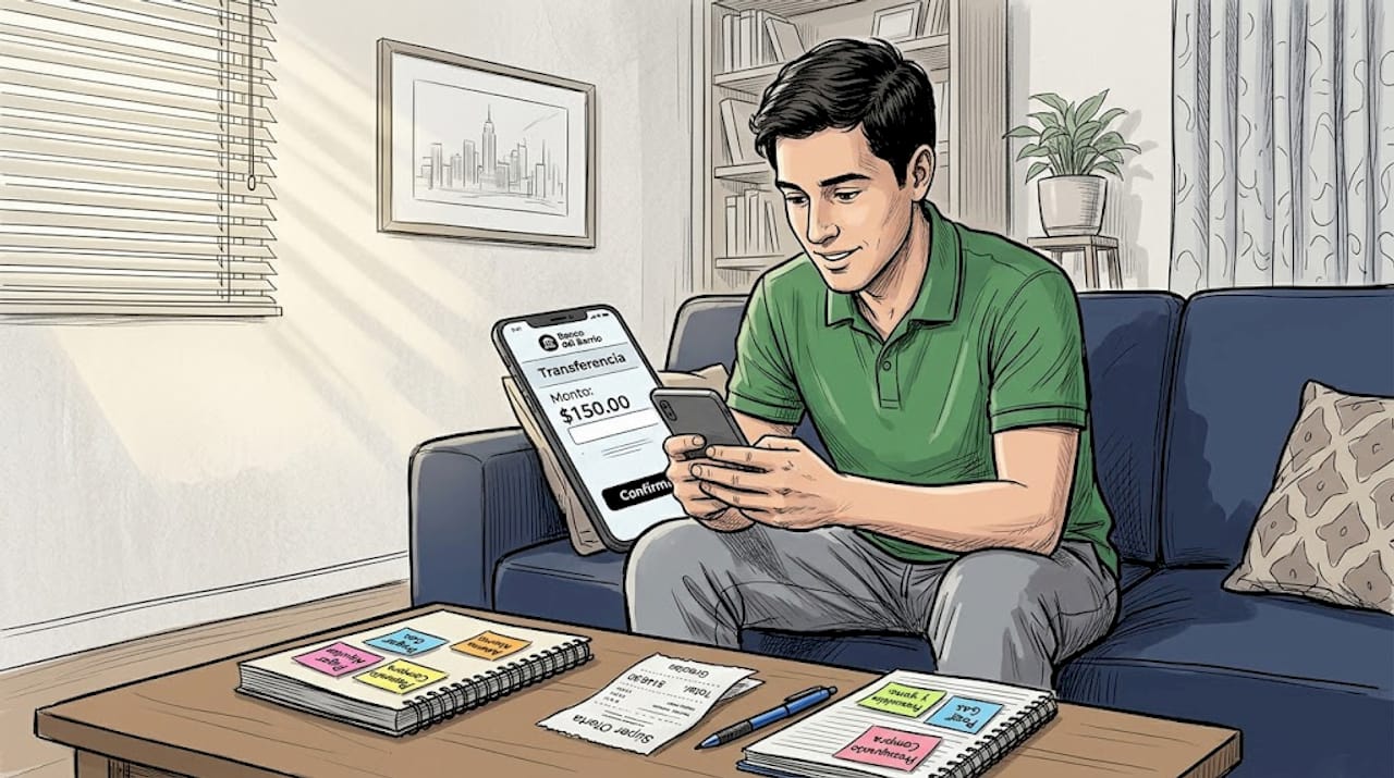 Una persona realiza una pequeña inversión desde su móvil.