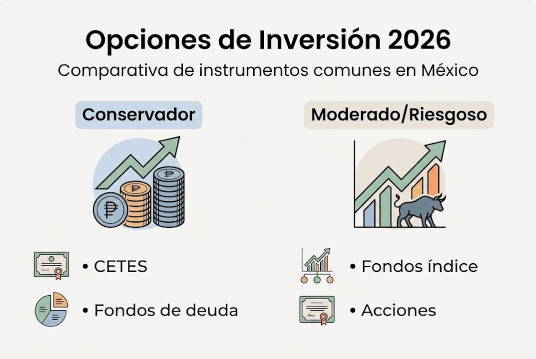 Comparativa visual de opciones de inversión en México