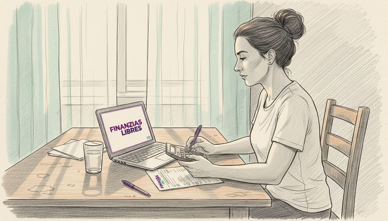 Mujer revisando cuánto debe pagar como mínimo en su tarjeta de crédito