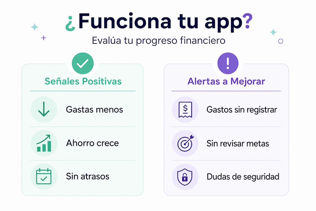Infografía: diferencias entre señales positivas y alertas en aplicaciones financieras