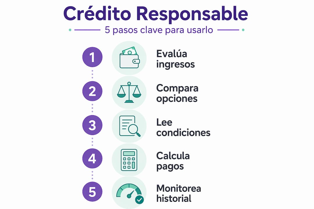 Infografía vertical: guía práctica para usar tu crédito de forma responsable