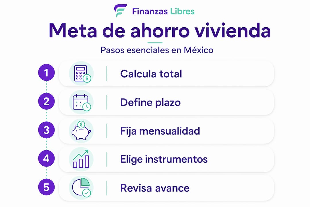 Infografía: pasos clave para lograr tu objetivo de ahorrar para una vivienda
