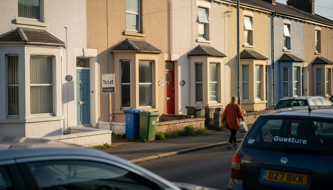 Holiday rental houses lined up on urban street