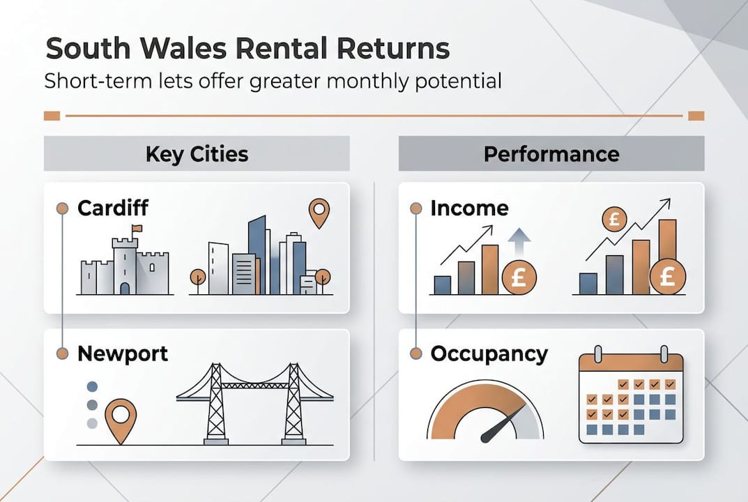 Infographic showing South Wales rental returns