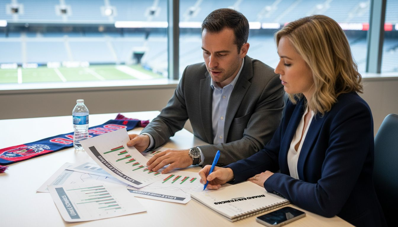 Team reviews revenue margins in meeting