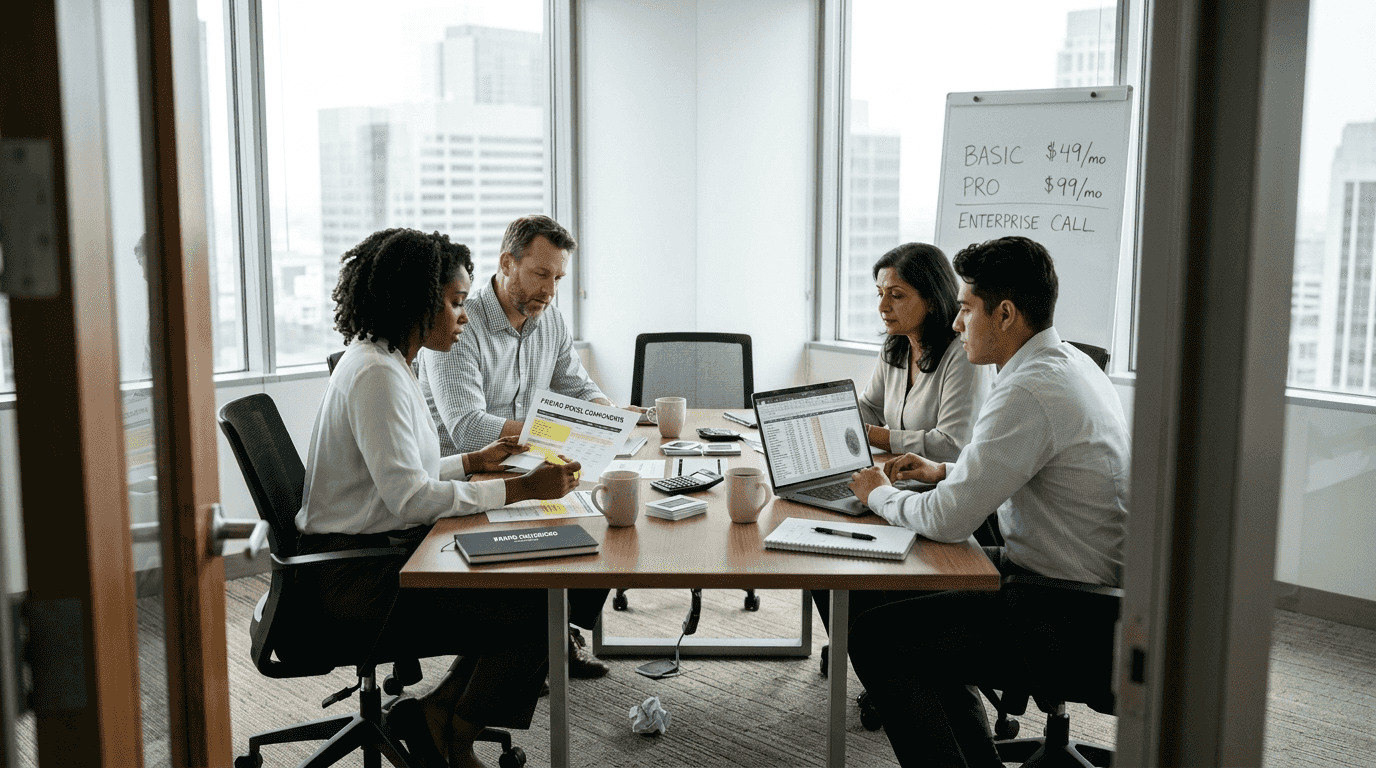Team reviews pricing model components together