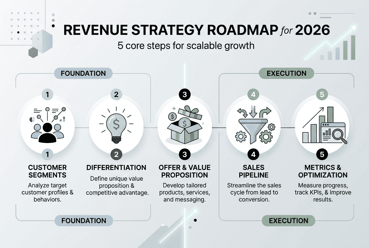 Infographic outlining revenue strategy process