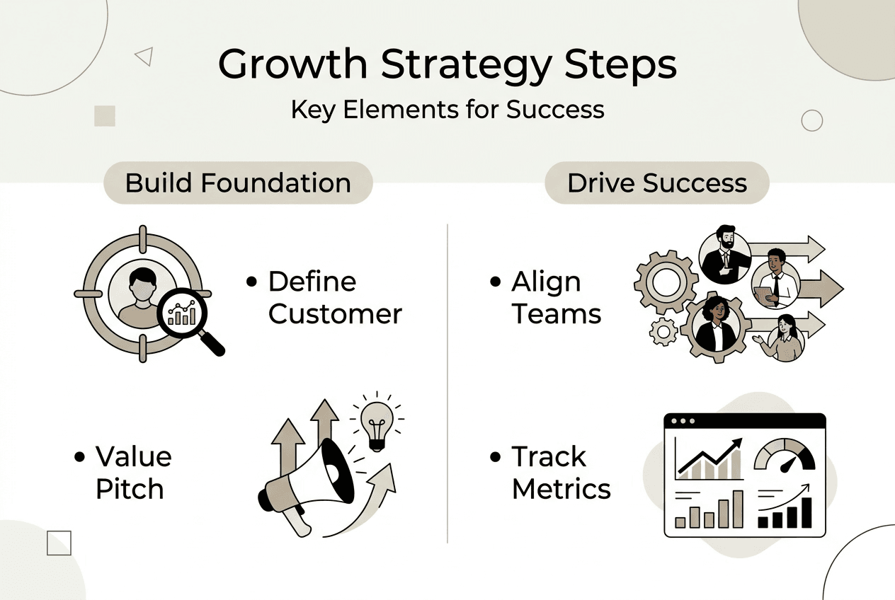 Infographic visualizing commercial strategy steps