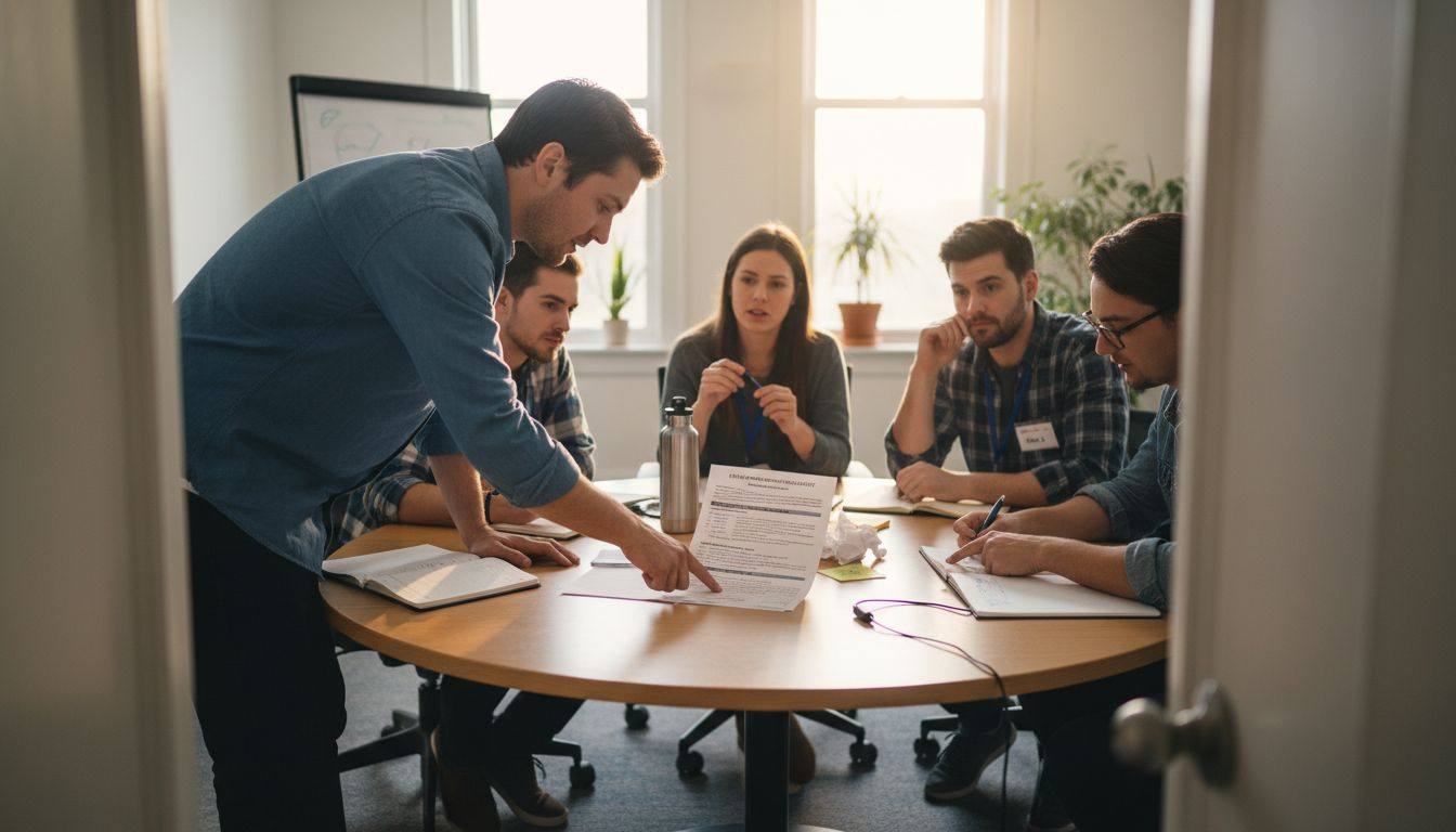 Team meeting to assign escape room roles