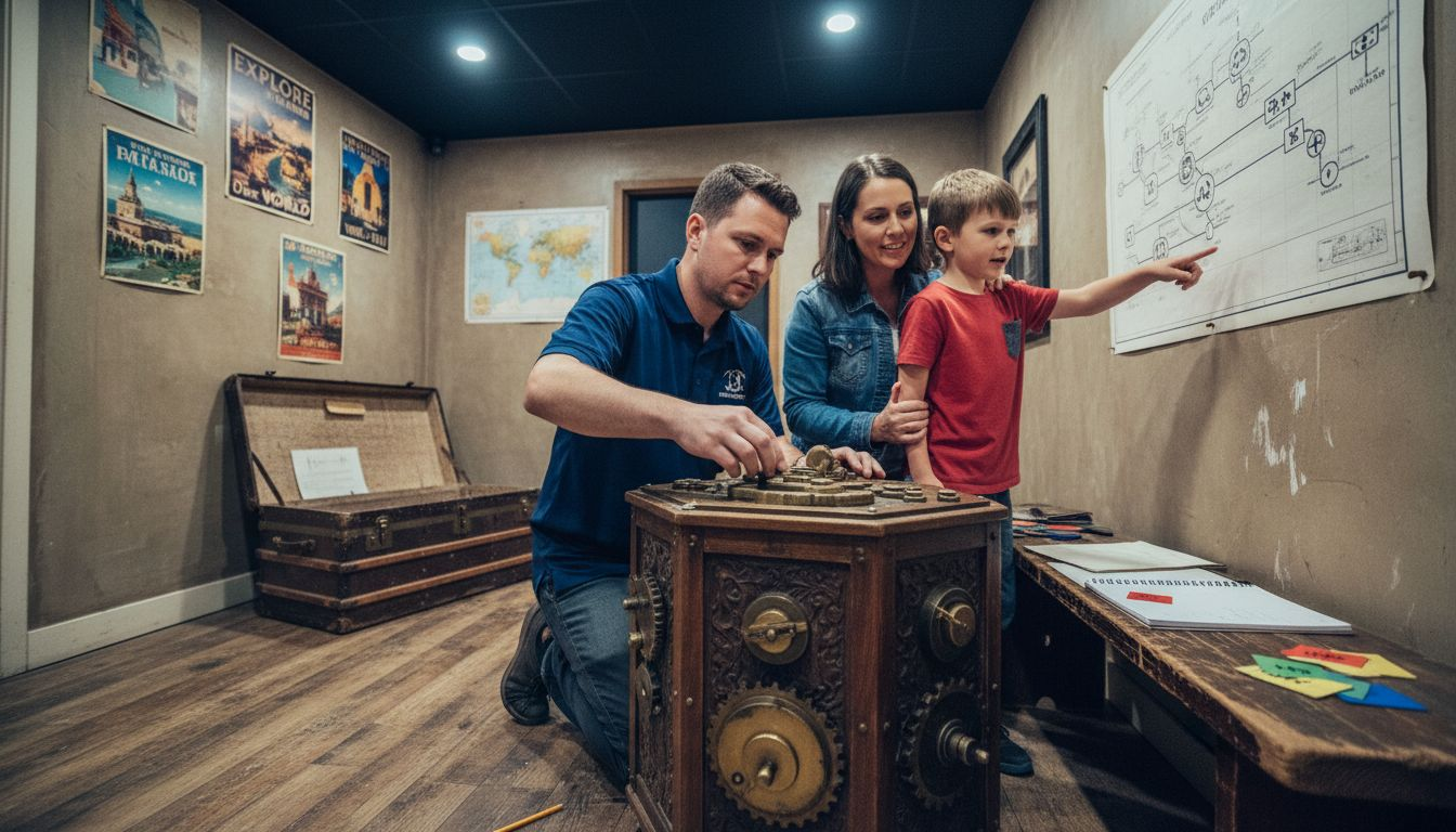 Staff helps family adjust escape room puzzle