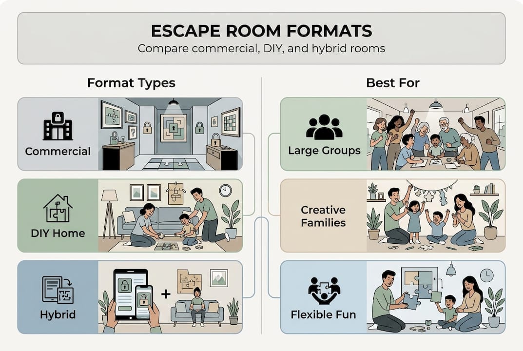 Infographic comparing escape room formats