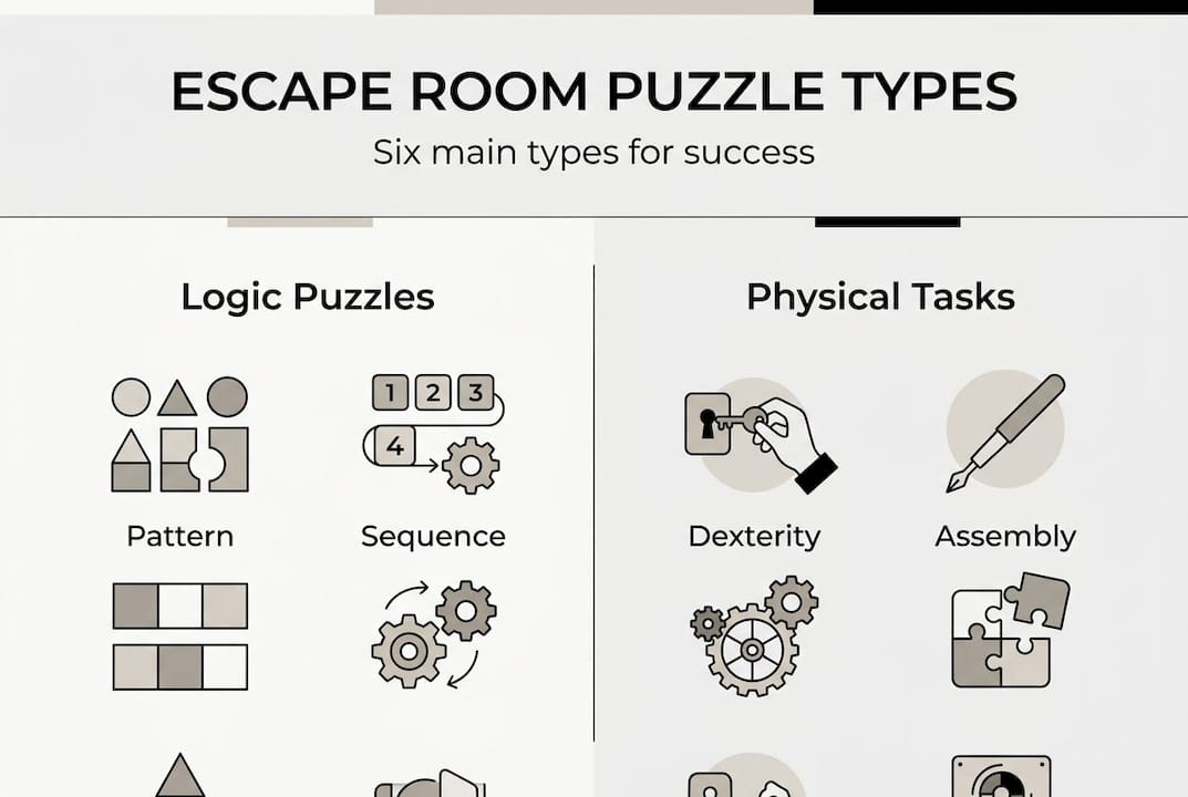 Infographic of main escape room puzzle types
