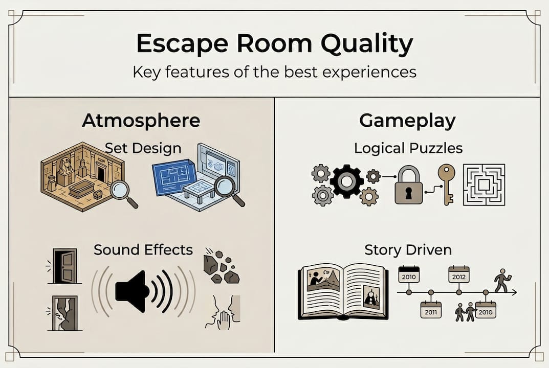 Infographic of escape room quality features