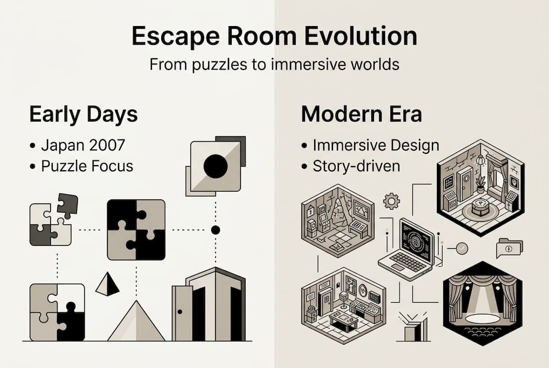 Infographic tracing escape room evolution