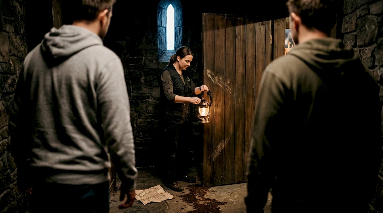 Players entering new escape room scene