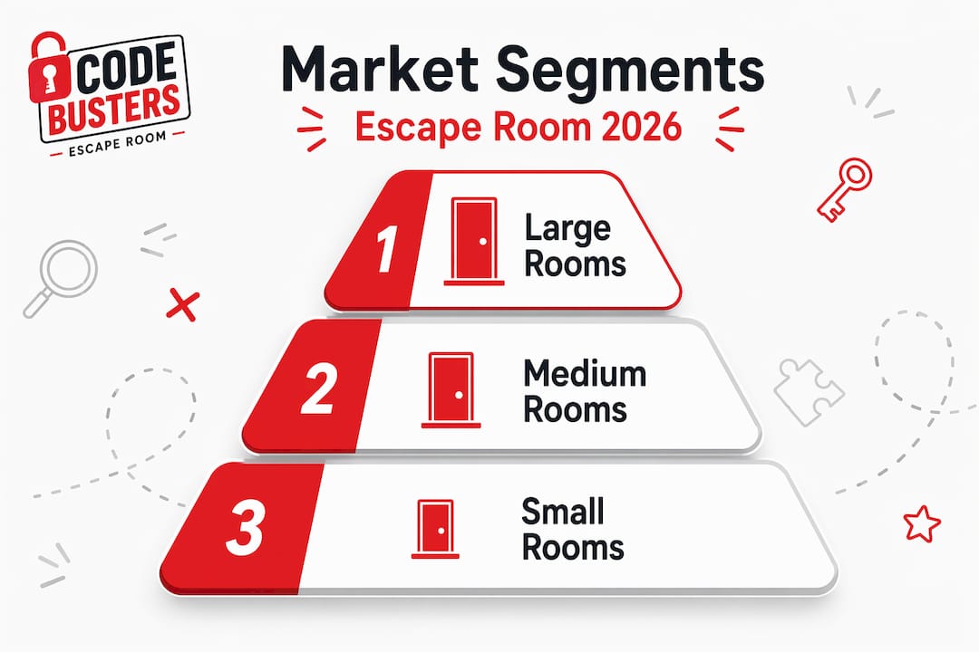 Pyramid infographic of escape room market segments