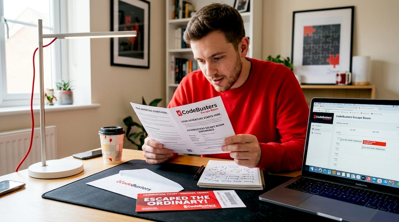 Man reads experience gift voucher instructions