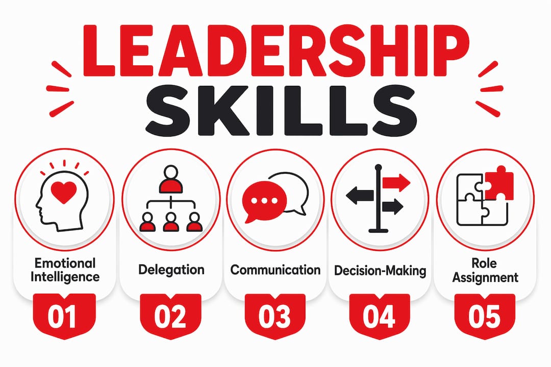 Infographic highlighting key leadership skills
