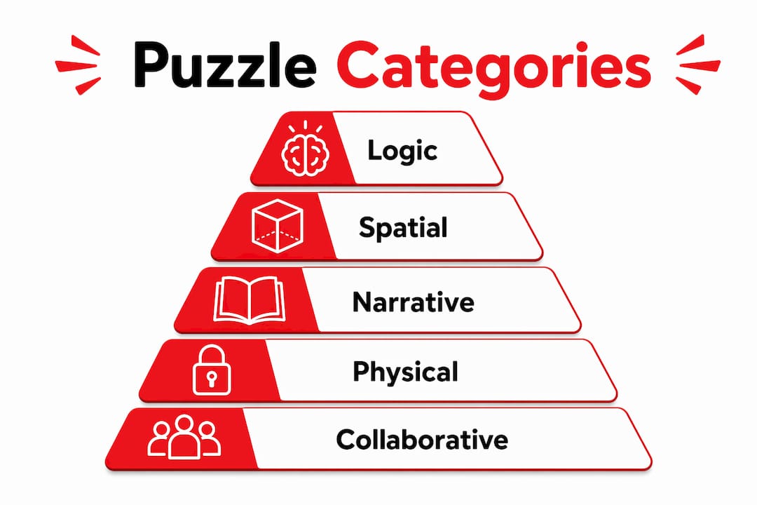 Infographic of puzzle categories in pyramid structure