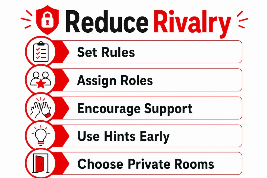 Infographic showing steps to reduce sibling rivalry