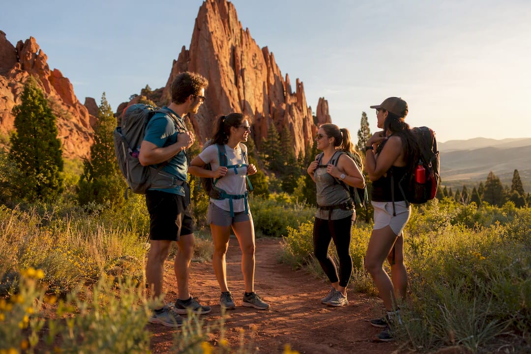 Group hiking on Garden of the Gods trail