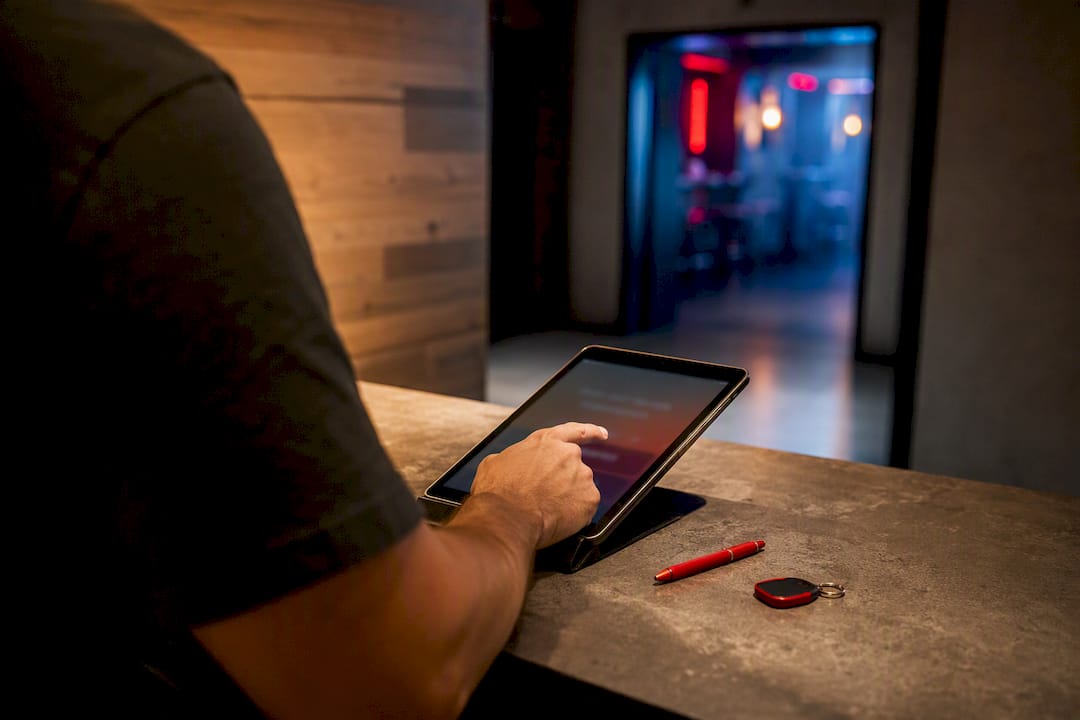 Player signing digital escape room waiver