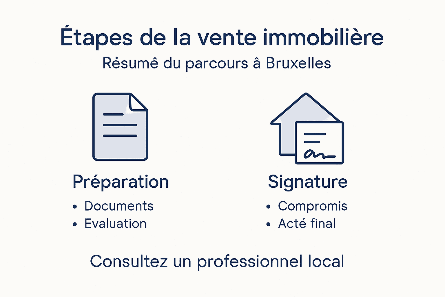 Vente immobilière : Optimiser chaque étape à Bruxelles 2 Découvrez en image les différentes étapes clés pour réussir la vente de votre bien immobilier à Bruxelles.
