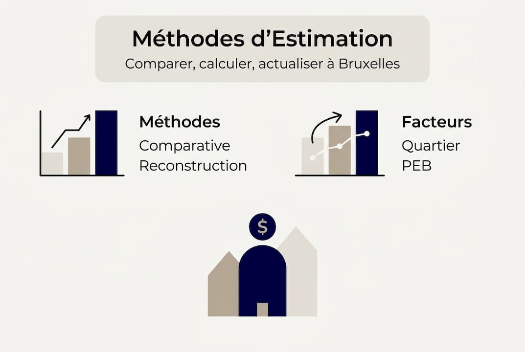 Comment estimer le prix de marché de votre bien à Bruxelles 2 Découvrez notre infographie sur les différentes méthodes d’estimation à Bruxelles