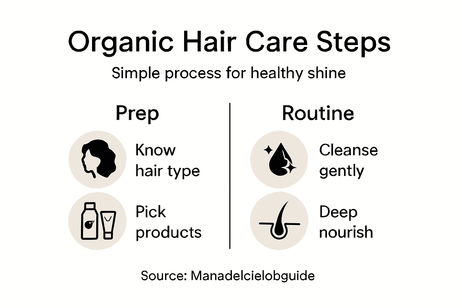 Infographic showing organic hair care steps