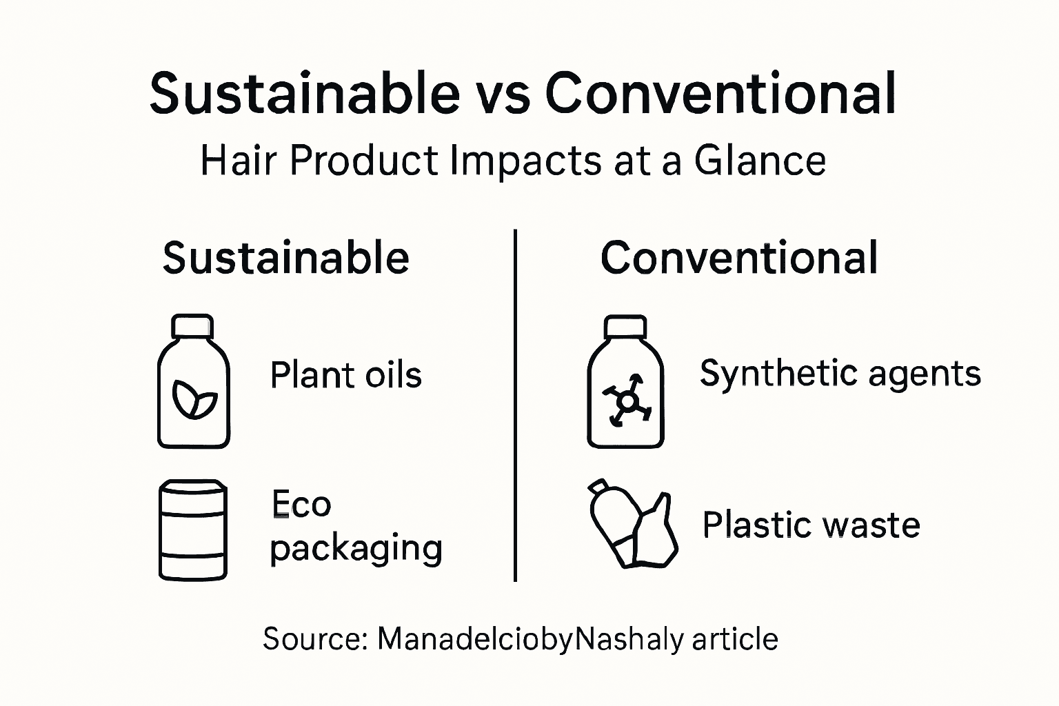 Infographic comparing sustainable and conventional hair care