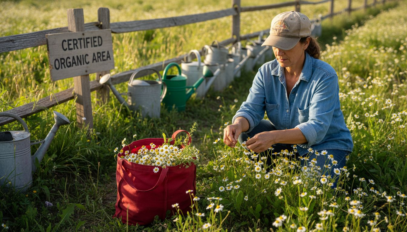 Harvesting organic hair care ingredients on farm