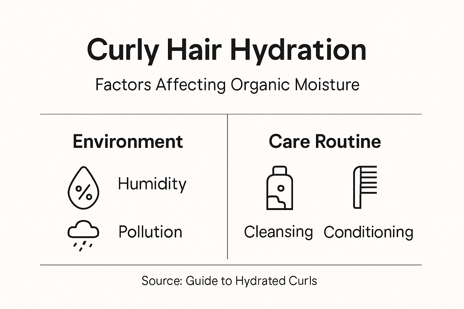 Infographic curly hair hydration factors and routine