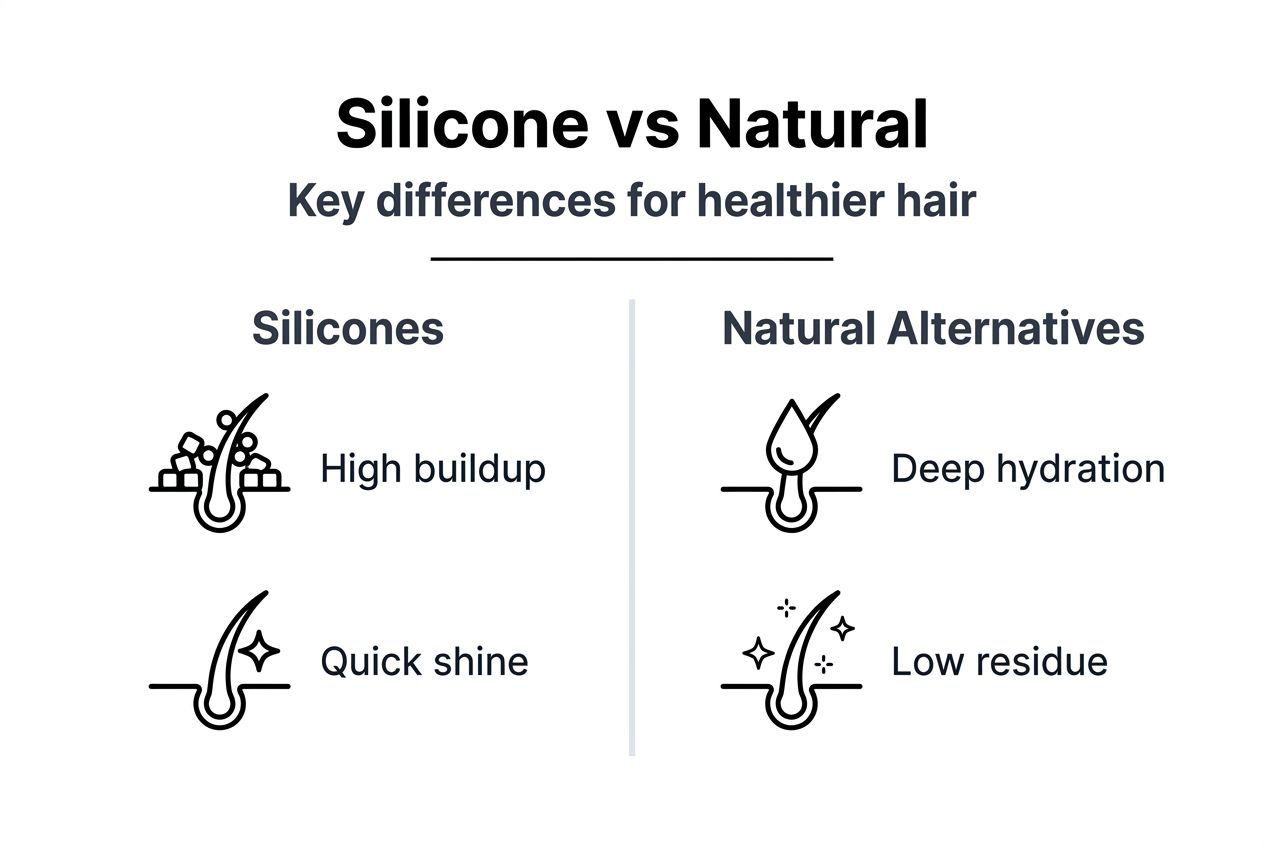 Infographic comparing silicones versus natural alternatives