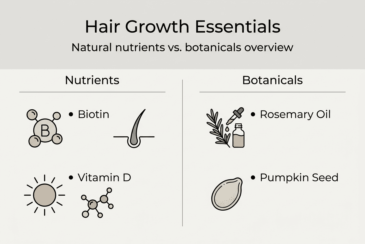 Infographic comparing nutrients and botanicals for hair