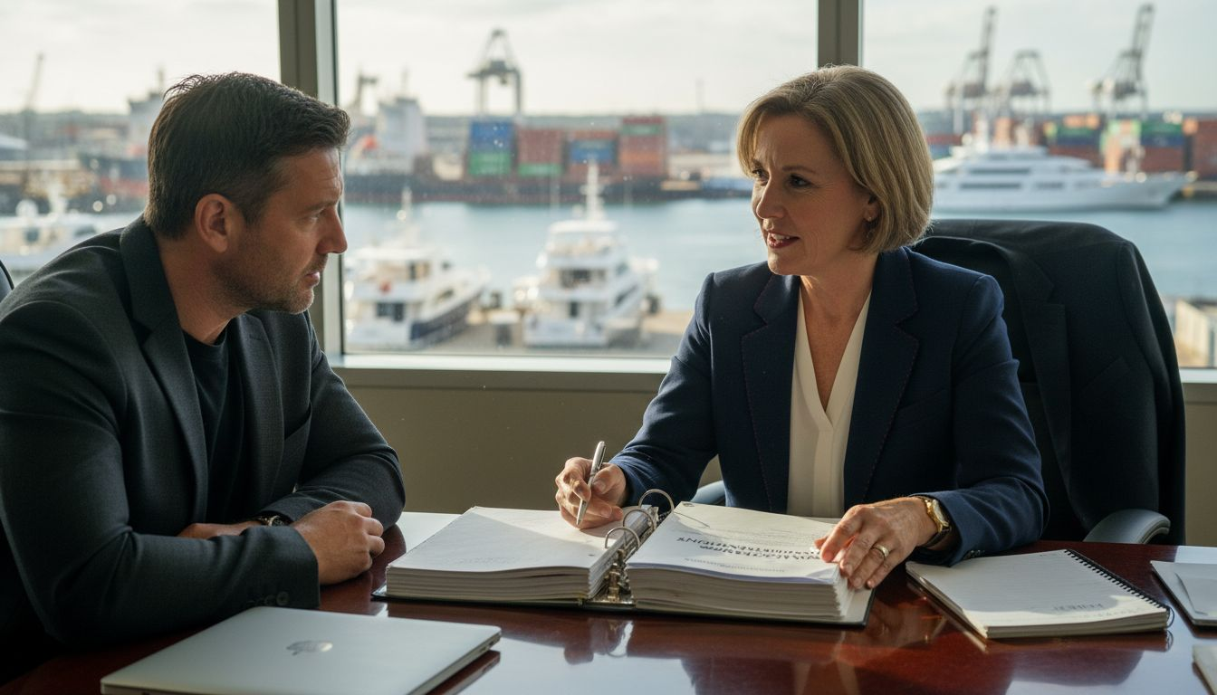 Lawyer explaining yacht documentation process