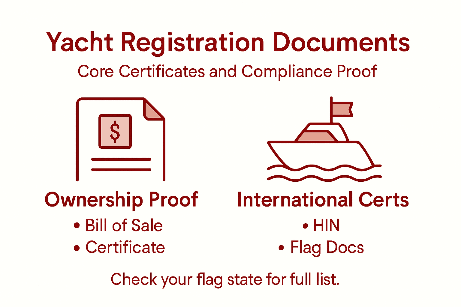 Infographic with yacht registration document categories