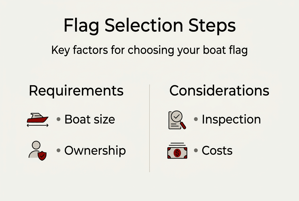 Infographic explaining key boat flag selection steps