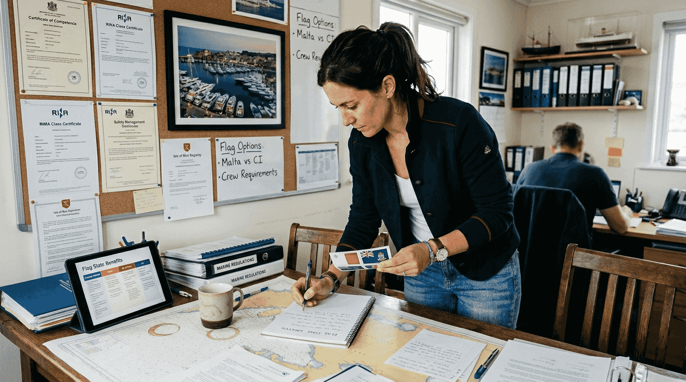 Owner reviews flag options for registration