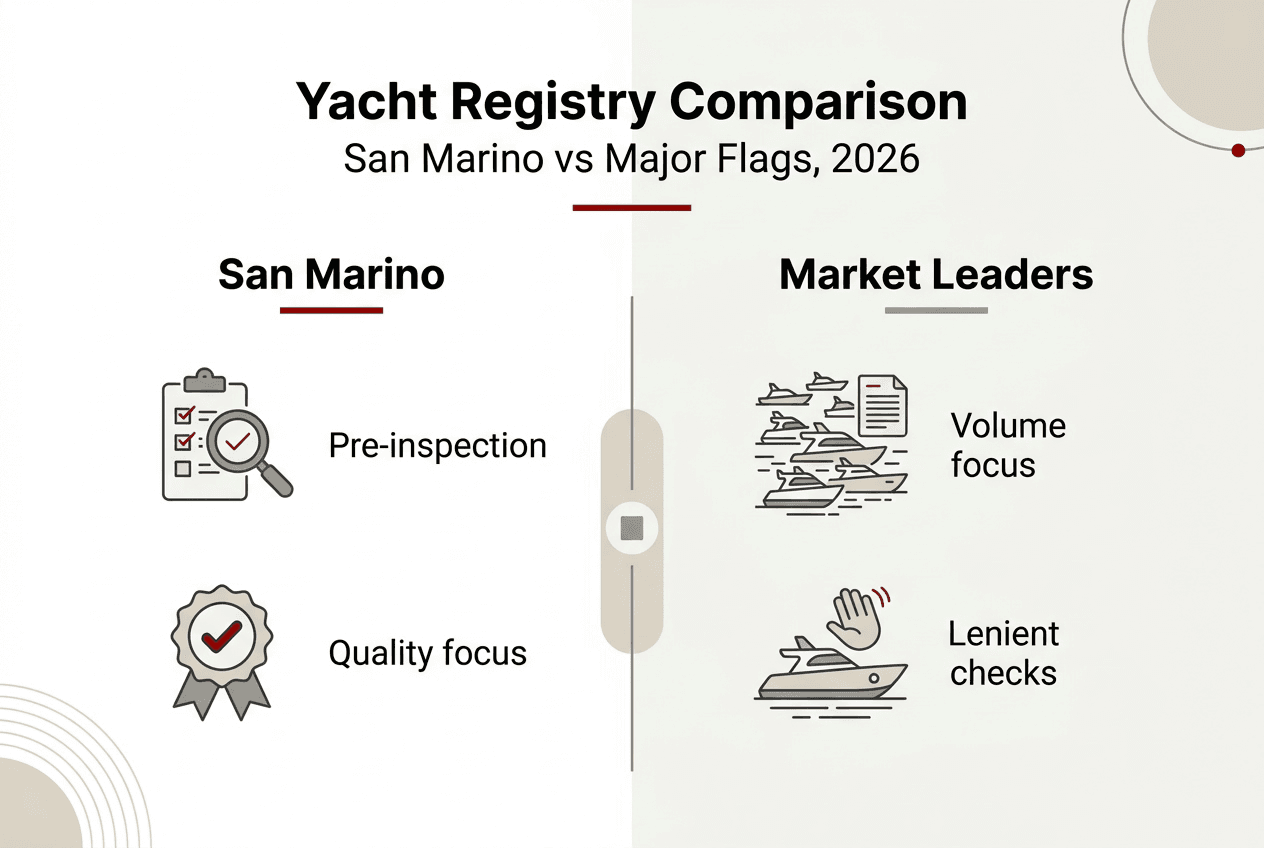 Infographic comparing San Marino with top yacht registries