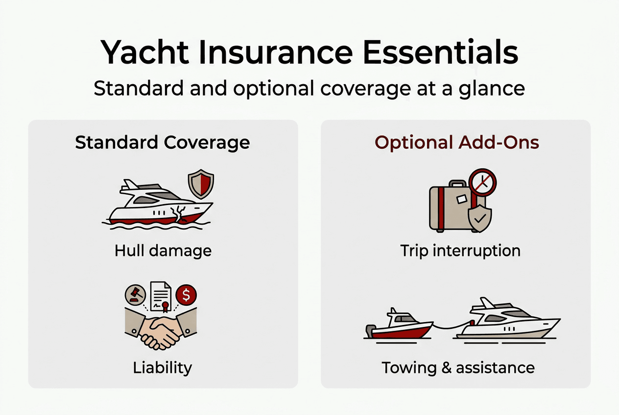 Infographic of yacht insurance coverage types